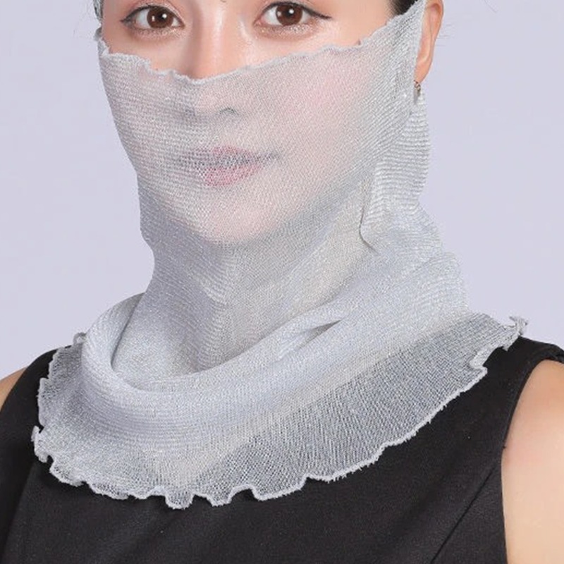 Spring Summer Chiffon Neck Collar Scarf Women Head Thin Sunscreen Variety Small Silk Anti-Uv Scarf Mask Multi-Function Scarf: GRAY