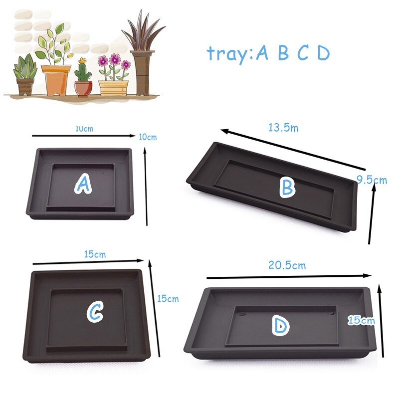 1Pc Imitatie Paars Zand Plant Tray Voor Plastic Bloempot Balkon Vierkante/Rechthoekige Potten Bonsai Kom Tuin Decoratie