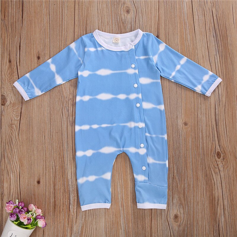 Baby Frühling Herbst Kleidung Neugeborenen Baby Mädchen Jungen binden Farbstoff Kleidung Baumwolle gestreift Strampler Baby Gesamt Nachtwäsche lässig Outfits