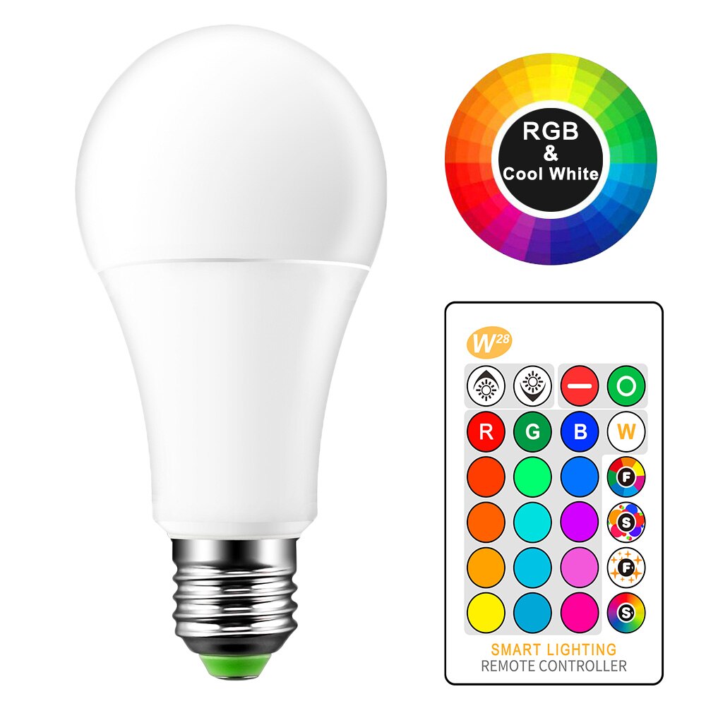 E27 älykäs ohjauslamppu led rgb valo himmennettävä 5w 10w 15w rgbw led lamppu värikäs vaihtuva lamppu led lampada rgbw valkoinen sisustus kotiin: 15w a65-6000k