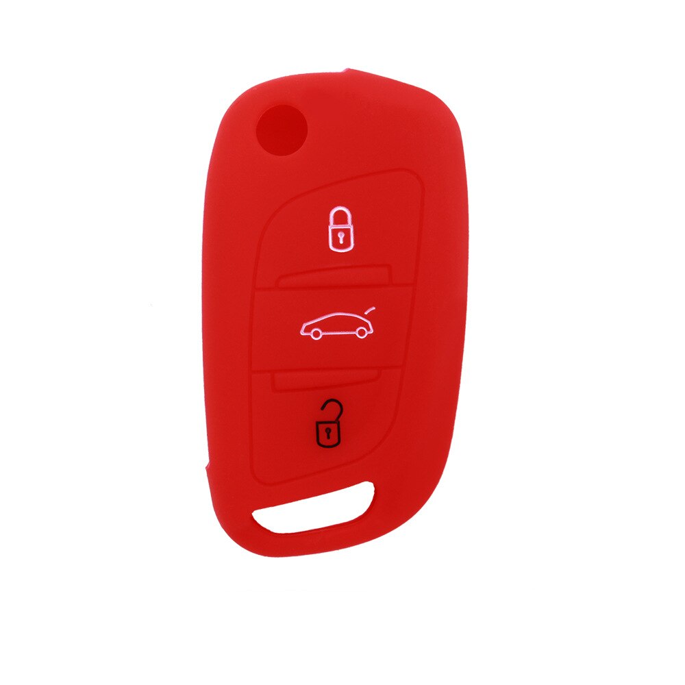 Silikone autokasse cover fob sæt til citroen  c3 c4 picasso  c5 x7 til peugeot 407 308 3008 5008 408 holder auto shell tilbehør: Rød