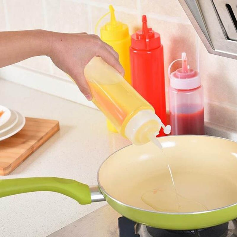 240-1000ml Plastic Squeeze Sauce Bottle Easy Squeeze Condiment Dispenser Restaurant Sauce Ketchup Salad Bottle Kitchen Supplies