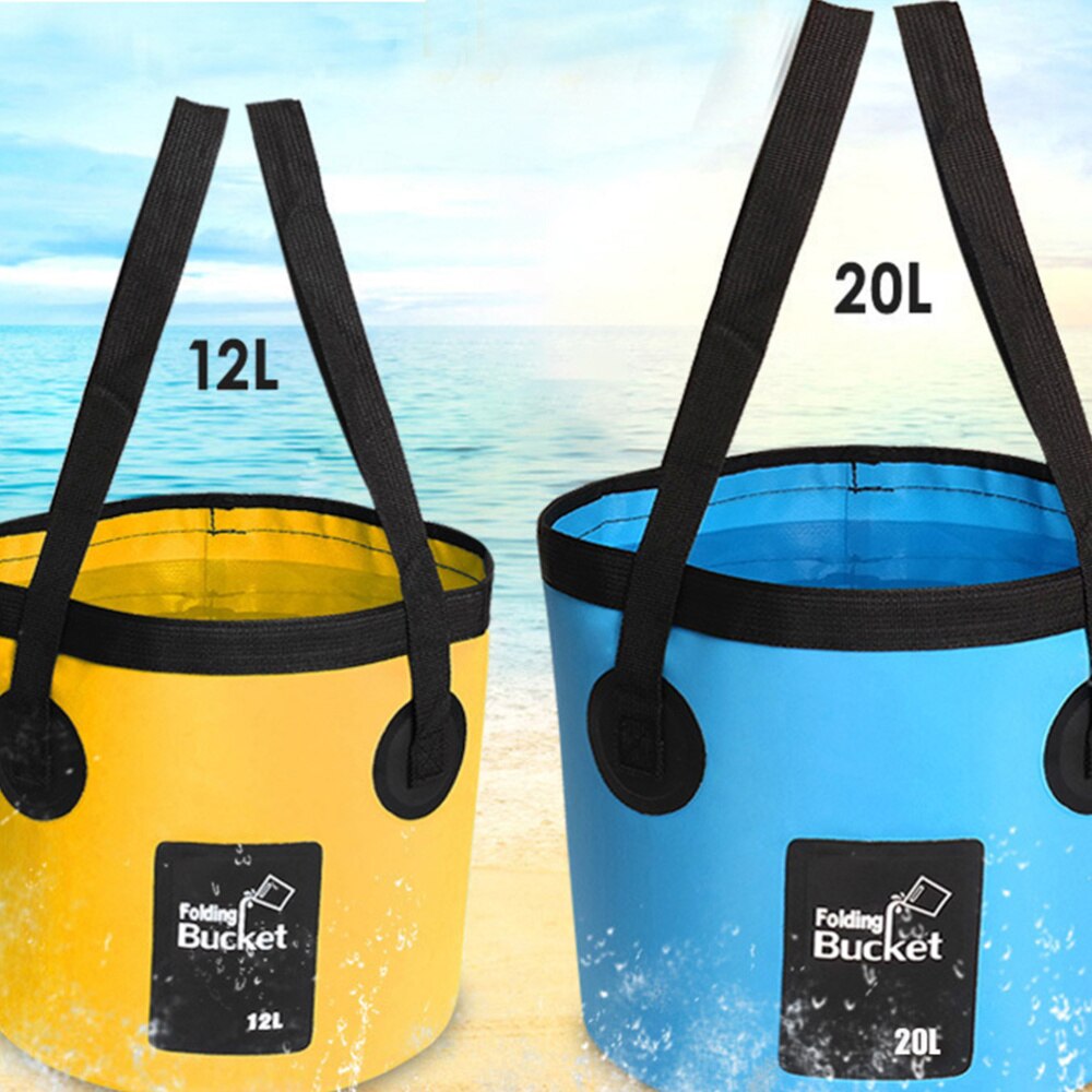 1 Pc 12L Opvouwbare Emmer Waterdichte Tas Draagbare Emmer Lichtgewicht Tas Voor Vissen Travelling Camping Wandelen (Blauw)