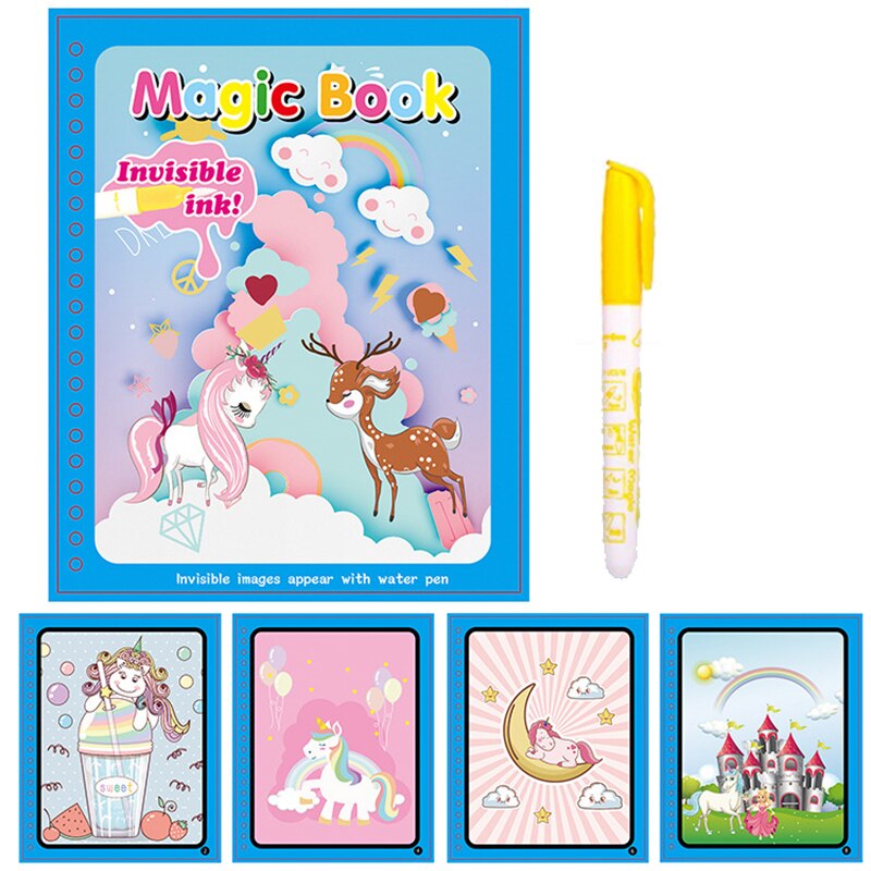 Animal Zoo Princess Magic Water Drawing Book Colorling Mermaid Cartoon Doodle Magic Pen tavolo da disegno giocattoli bambini regali per bambini: Unicorn