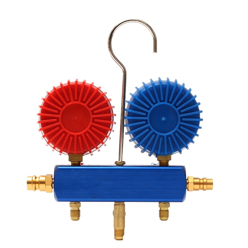 Conjunto de manómetro de colector automático superior A/C R134A manguera de carga de refrigerante con 2 acopladores rápidos para refrigeración de aire acondicionado R134A