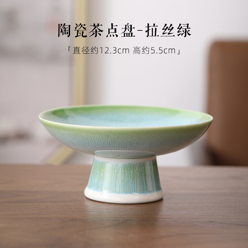 Small tall tea tray, nut cake dessert tray, display, hotel snack dish, dessert dish: Green