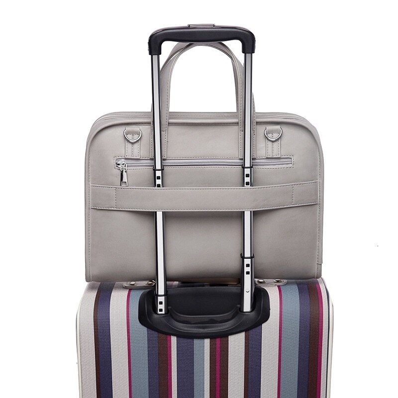 Matteret læder håndtaske kontortasker til kvinder 13.3 14 15.6 tommer laptop taske flamingo vandtæt lyserød grå dokumentmappe