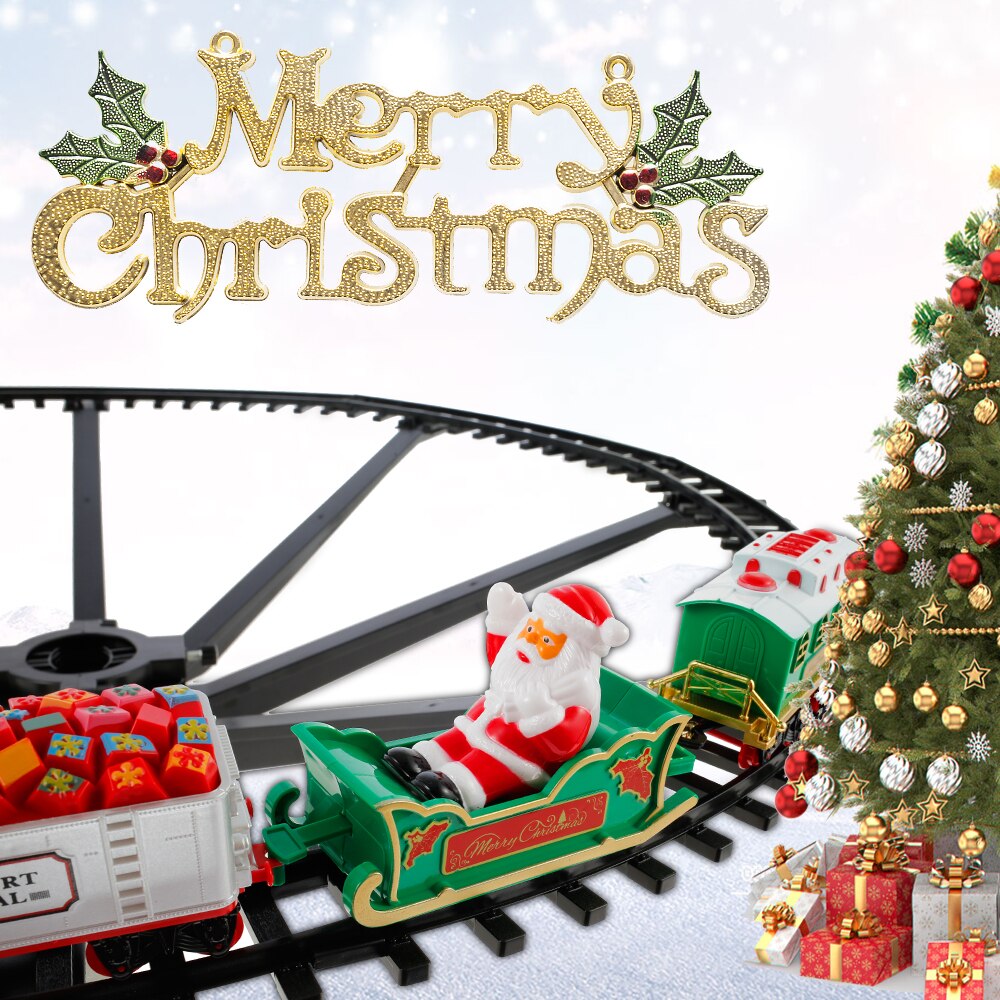 Kerst Trein Elektrische Speelgoed Kerstboom Decoratie Trein Track Frame Spoorweg Auto Met Sound & Light Rail Auto Kerstcadeaus