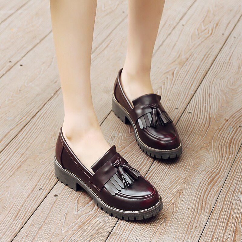 Kvinder oxford flade forårssko til kvinder læder lejligheder sommer brogues vintage slip on loafers afslappede sneakers sko