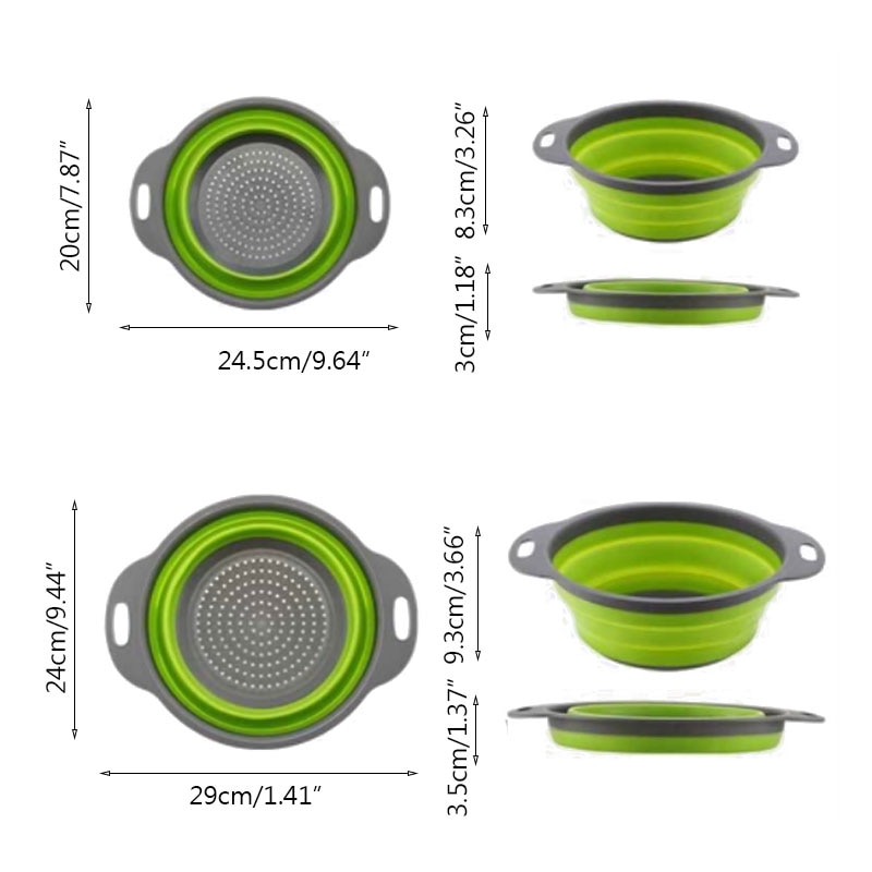 Retractable Silicone Dishwashing Drain Basket Four Colors Optional Round Size Folding Silicone Washing Basket Fruit Basket