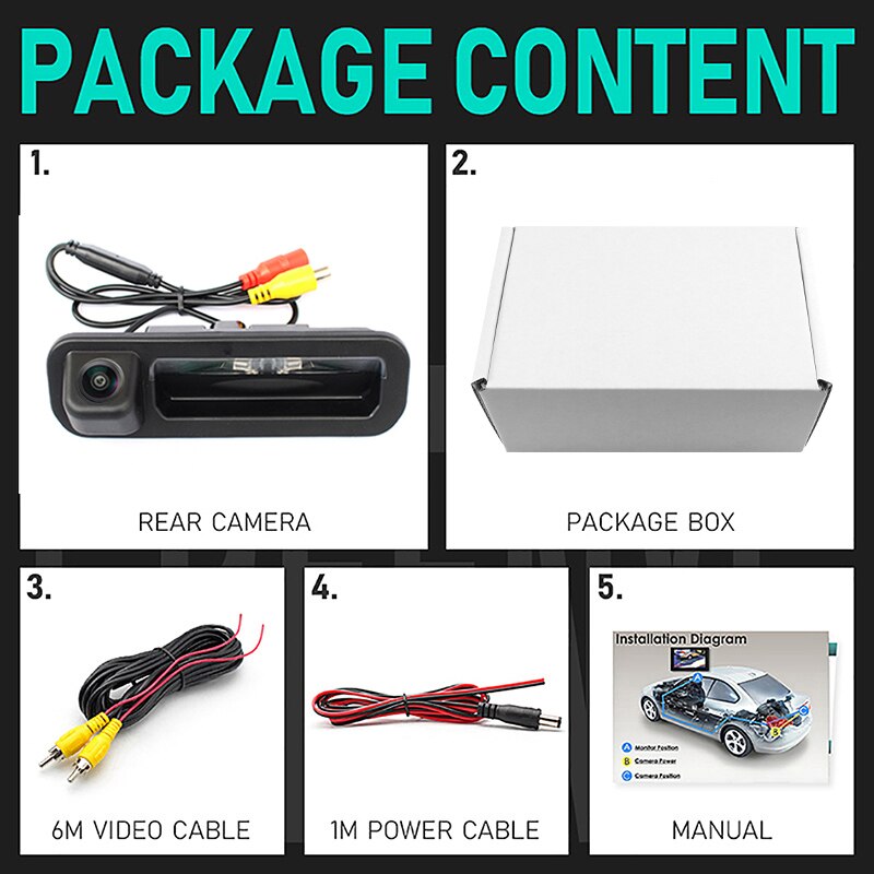 HD AHD 1080P 170 Degree Fisheye Lens Car Rear View Reverse Backup Trunk Handle Camera For Ford Focus For Focus 3 2C 3C