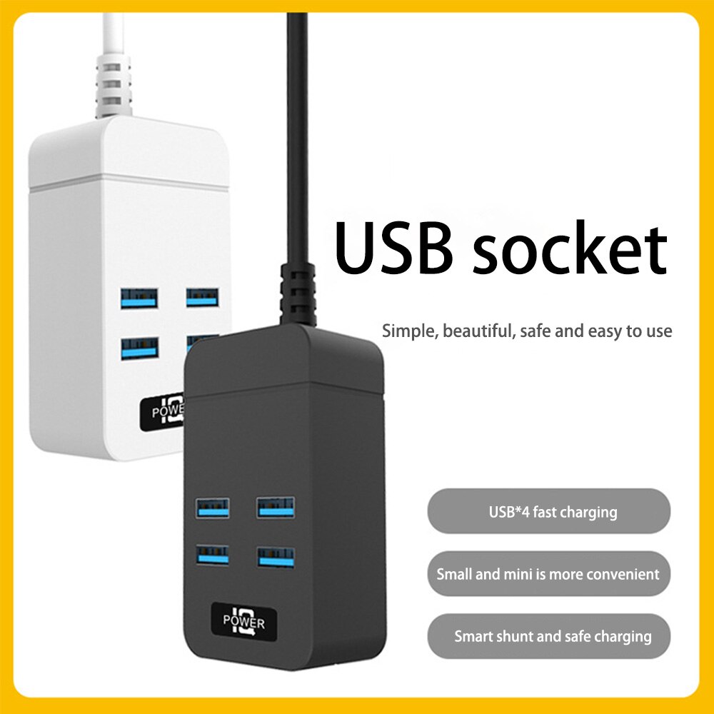4 Usb-poorten Opladen Socket Oplader Poort Voor Mobiele Mart Laadstation Met Eu Uk Plug Wall Charger Adapter Opladen
