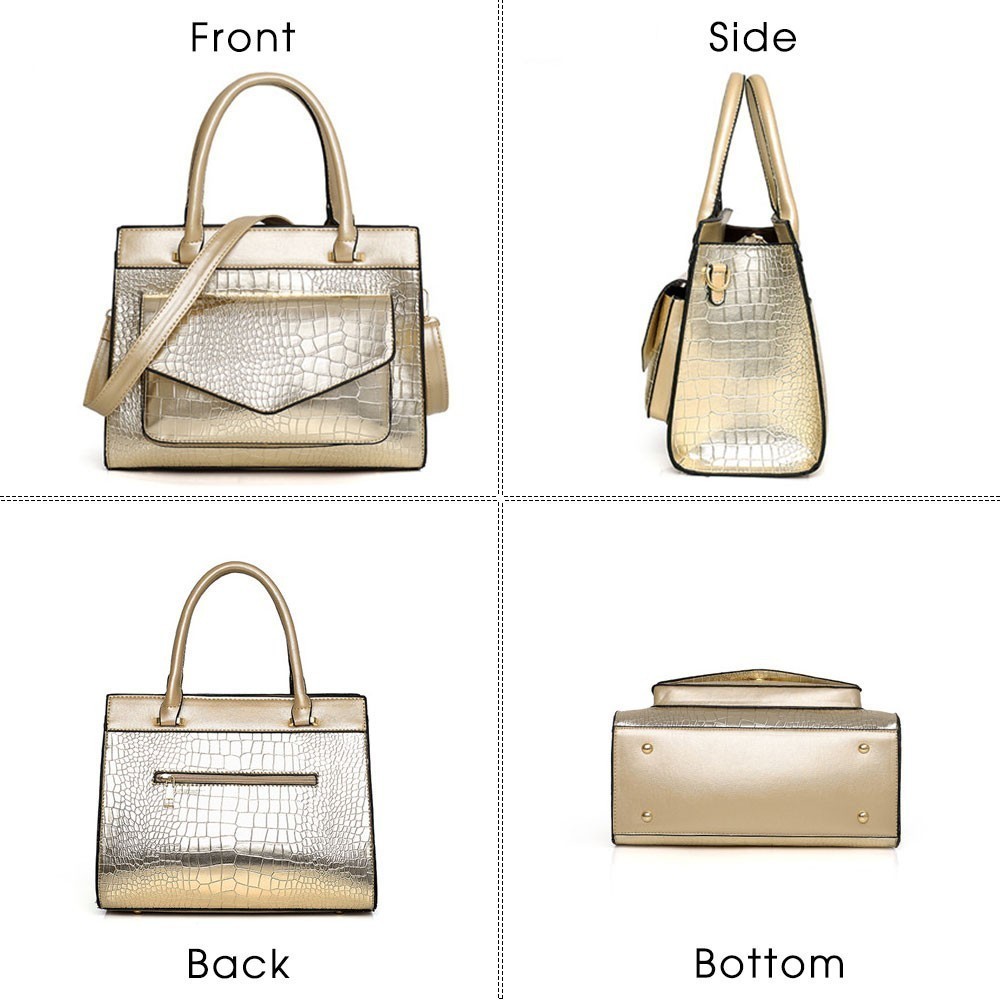 4 teile/satz Luxus Krokodil Frauen Tasche Gold rot Patent Leder Frauen Handtaschen einstellen Große Kapazität Schulter Tasche Weibliche Portemonnaie