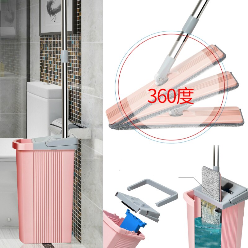 Xiaomi mopp och hinkpressmoppar wonderlife_aliexpress butiksstädverktyg tvätt för golvrengörare lat magiska rosa kuddar