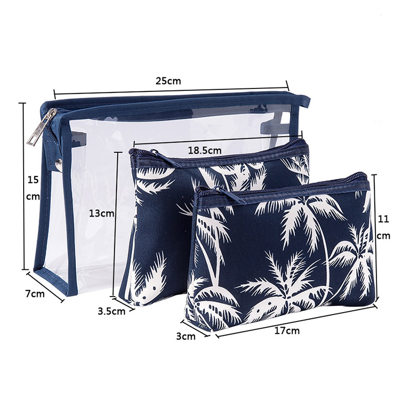 3 Stks/set Dames Mode Cosmetische Tas Toevallige Gedrukt Make-Up Tas Pouch Vrouwen Toilettas Organisator Waterproof Case Bag