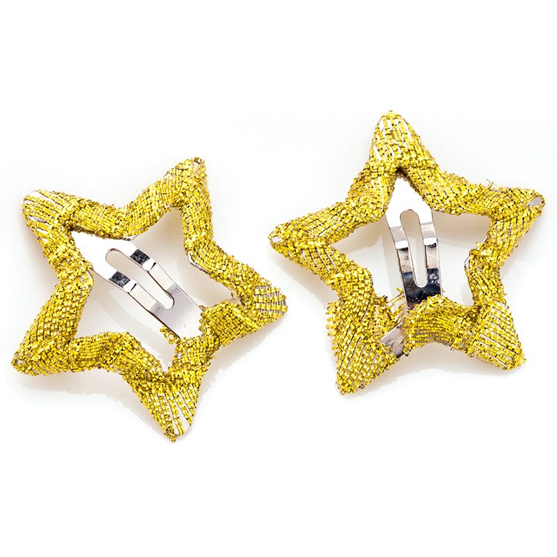2/10 pçs estrela bebê hairpin gorgorão mini estrela grampo de cabelo meninas doce pano barrettes bonito headwear criança acessórios ferramentas estilo: Gold