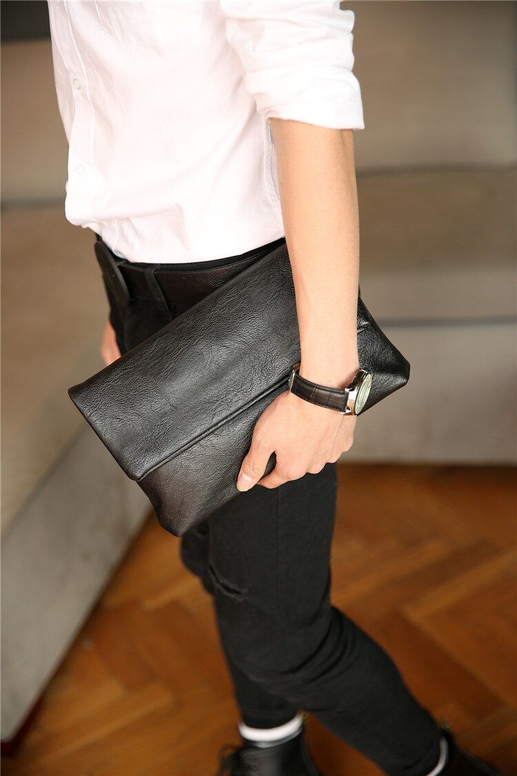 Latest woman PU Leather Envelope Bag Casual Clutch Bag Handbag Wallet Bag Black women clutch