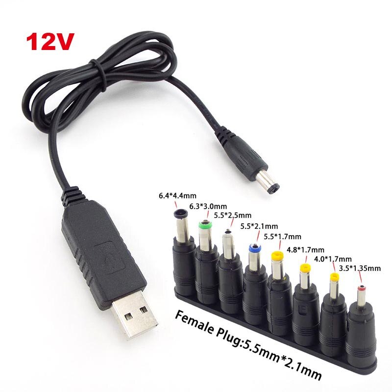 Usb Naar Dc Kabel Universele Usb Naar Dc Jack Oplaadkabel Stekker Connector Adapter Voor Router Mini fan Speaker: 12v set