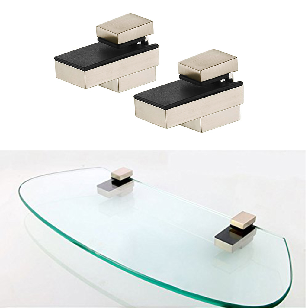 2pcs Adjustable 3-28mm Zinc Alloy Wood Shelf Holder Bracket Wall Mount Glass Shelf Bracket Fish Mouth Glass Clamp