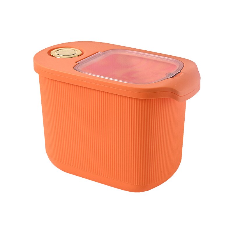 rice dispenser dispenser de cereais organizador de cozinha Cozinha grande capacidade de armazenamento de arroz balde casa à prova de insetos e umidade-prova selado arroz caixa de medição visual barril de grãos: orange / five kilograms