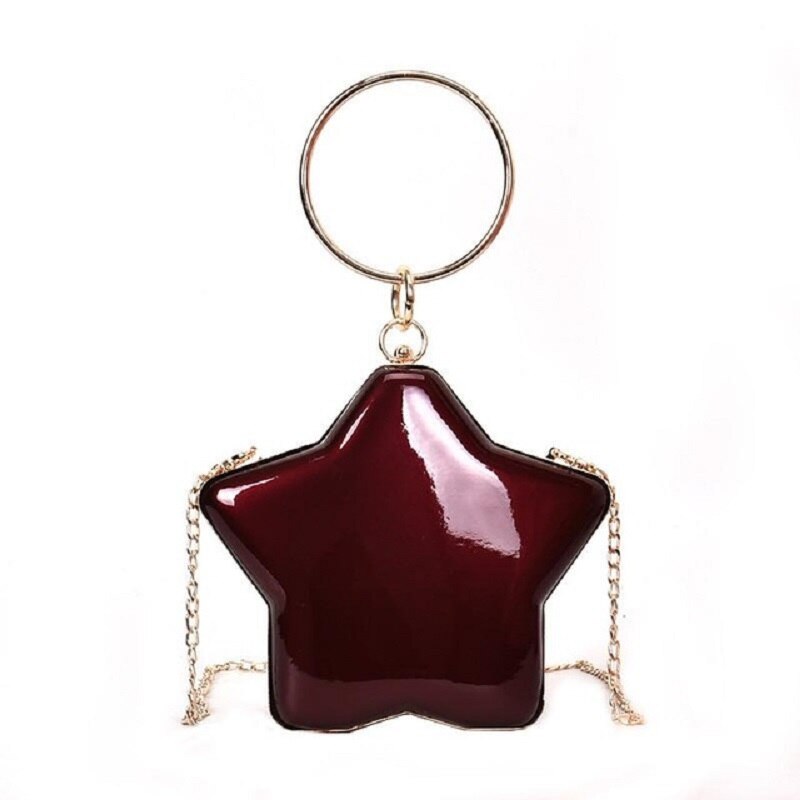 CAIDA Stern Geformt PU Leder Umhängetasche Solide Frauen Taschen Kette Schulter Handtasche Schild Kupplungen Abend Taschen Für Party Hochzeit: rot