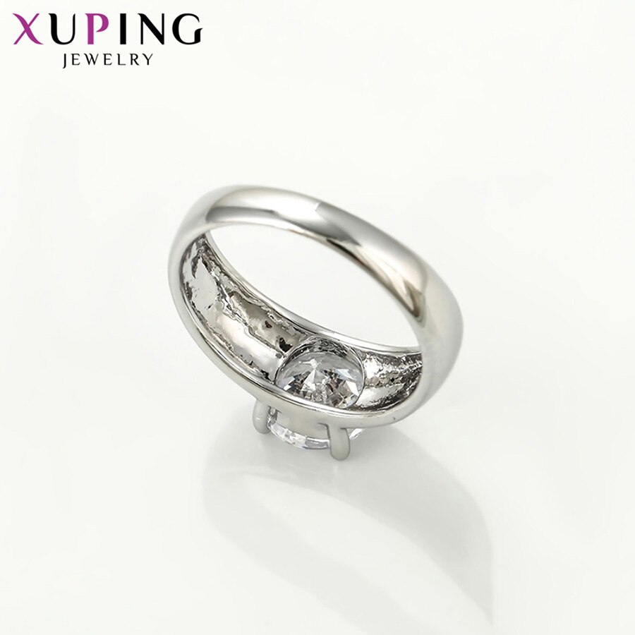 Xuping branco sintético zircônia cúbica jóias para mulheres ródio cor chapeado anéis moda presentes de noivado 10125