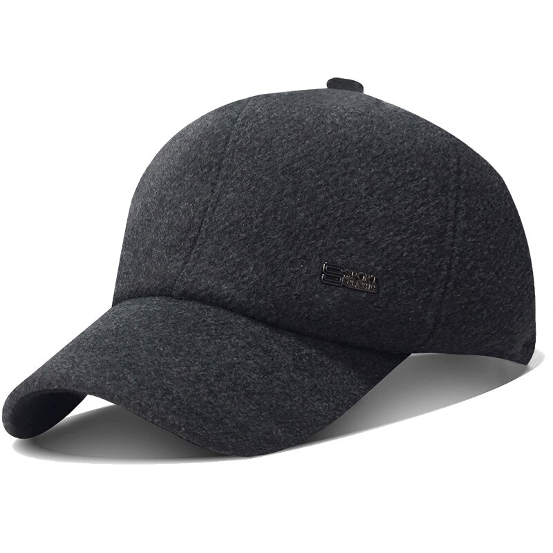 Brev trykt baseball cap mænd vinter hat uld føler justerbar trucker cap tykne varm sort grå snapback hat: Grå 3