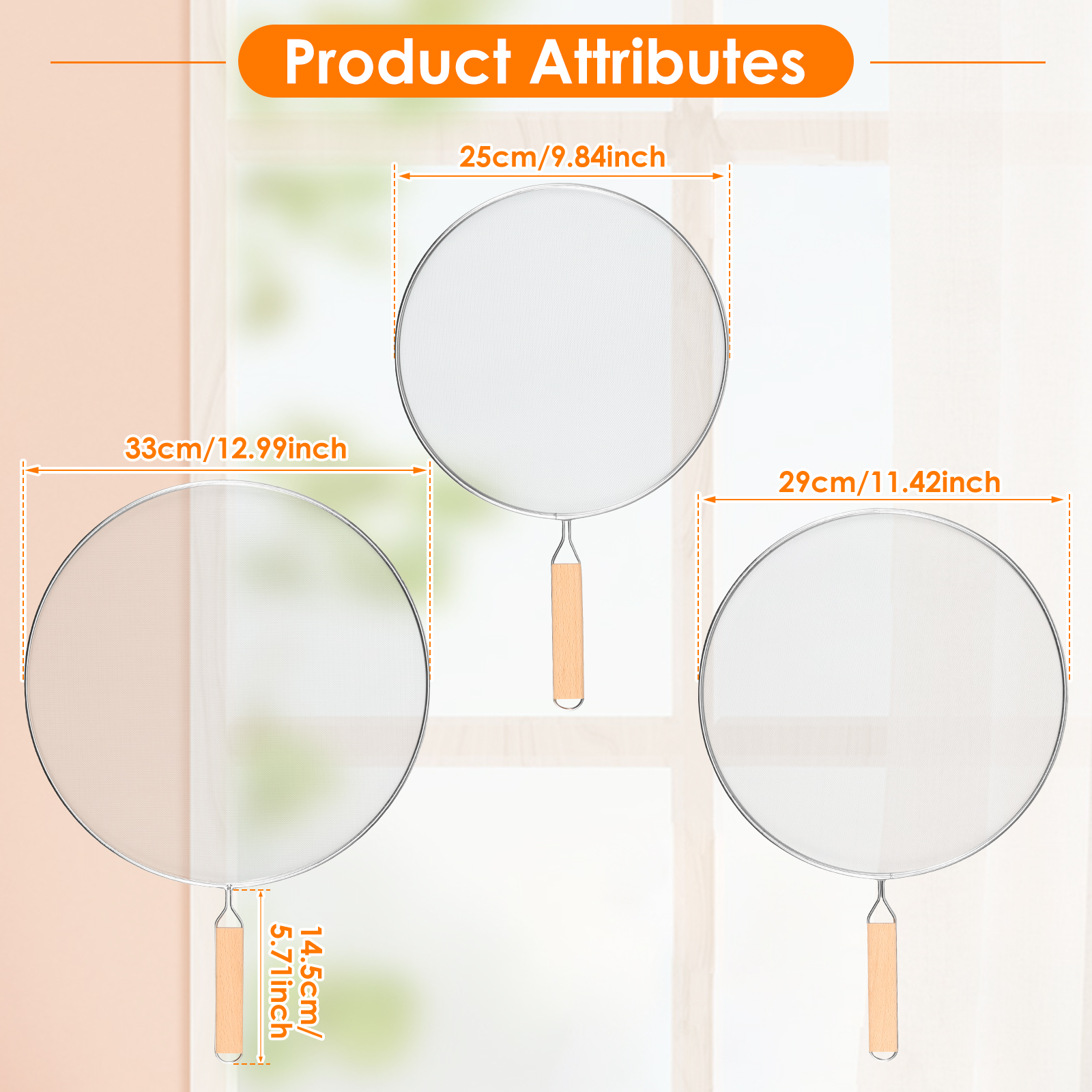 3Pcs Cooking Frying Stainless Steel Anti Splatter Guard Oil Net Grease Splatter Screen Pan Mesh Guard Screen Splash Cover set: Silver