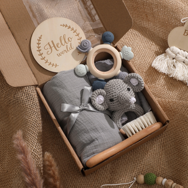 Lassen sie Machen 1einstellen Baby Zeug Schlecht Handtuch Baumwolle Decke Pinsel Produkte Für freundlicher Spielzeug Häkeln Rassel Kasten Weihnachten präsentieren: Champagner