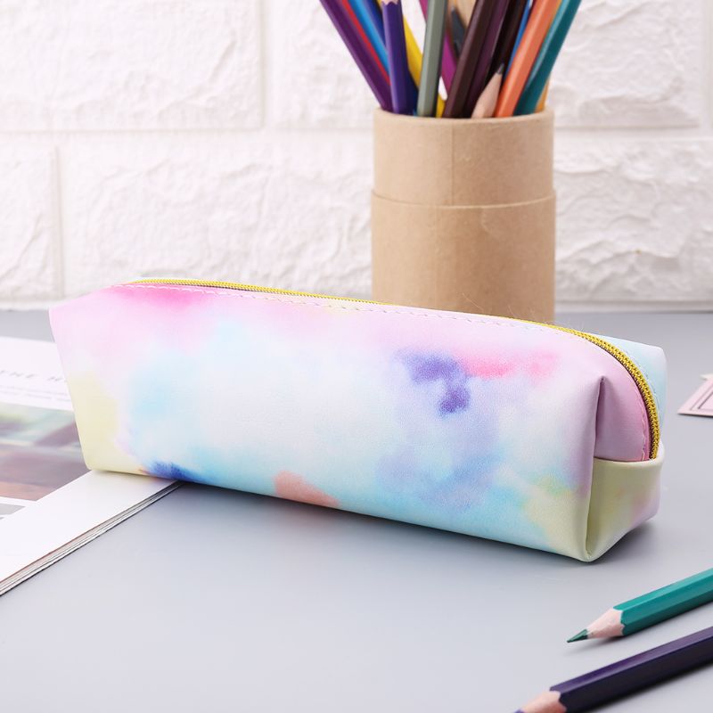 Estuche de lápices Kawaii, bolsa de cosméticos de maquillaje Rosa colorida, caja de almacenamiento, artículos escolares, papelería