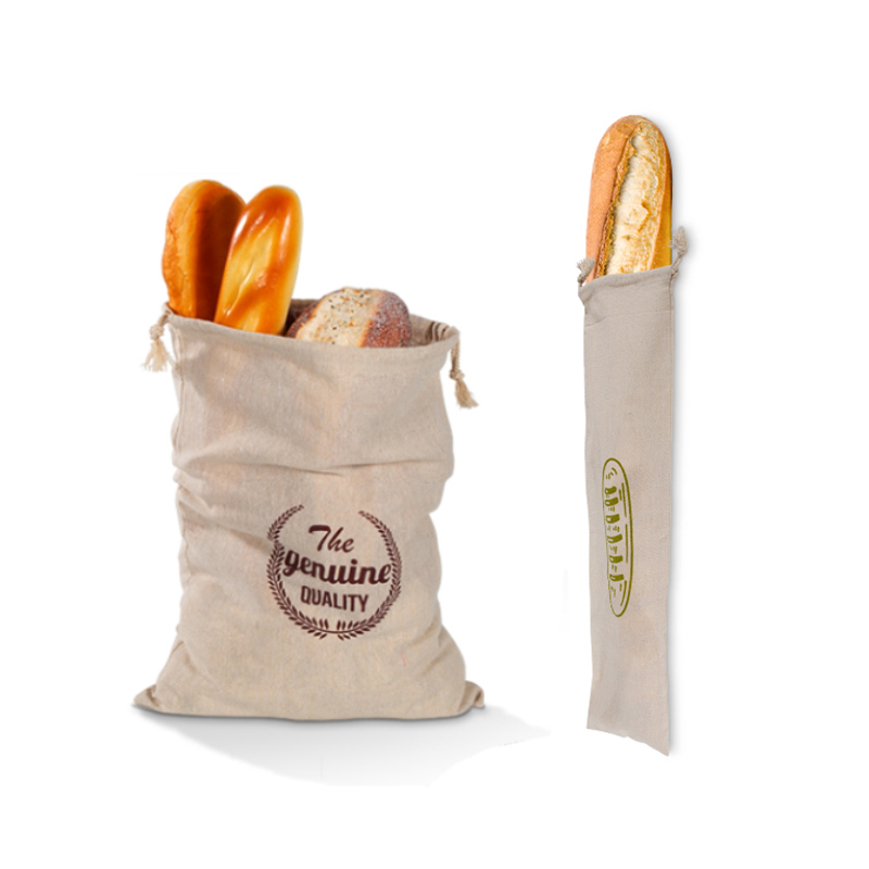 WEEDI 4 Pack Reusable Linen Bread Bag for Drawstring Fresh Keeping Eco Friendly Baguette Bread Bags Reusable Food Storage Bags: Light Grey