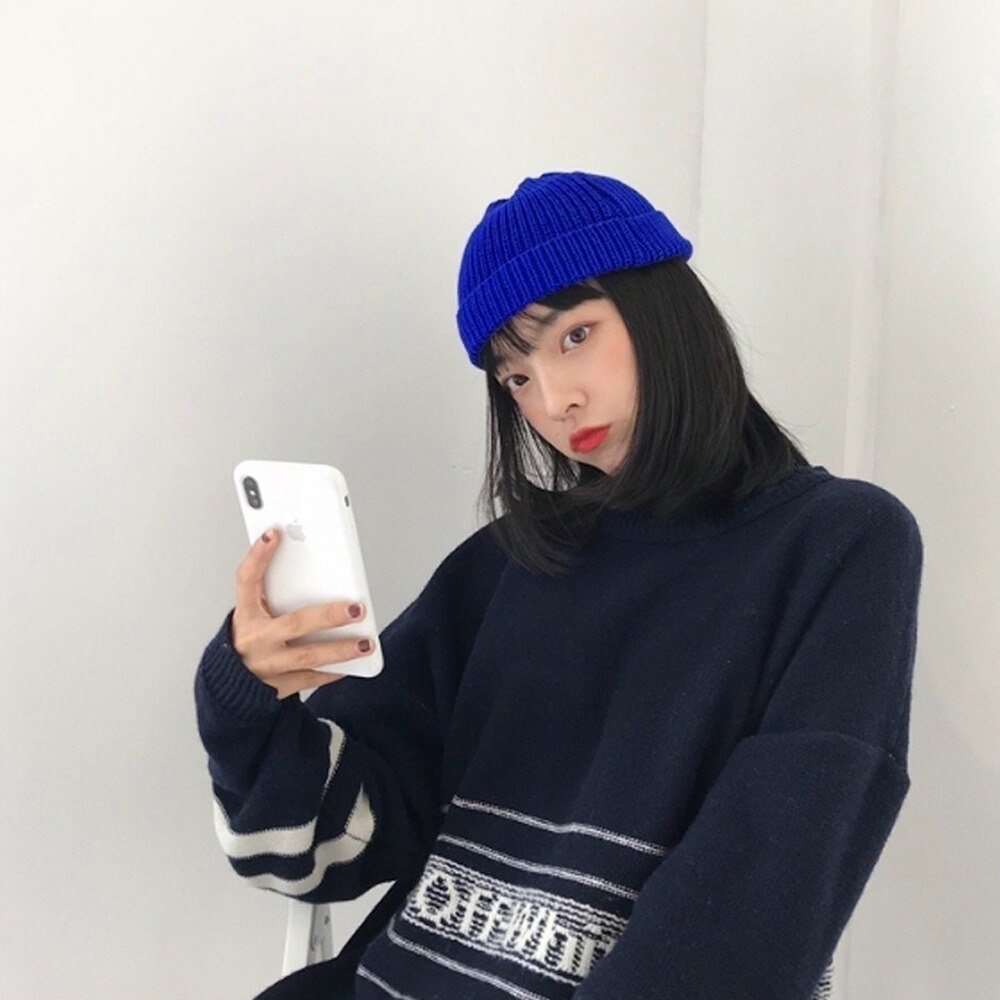 Unisex Herfst Winter Effen Kleur Watermeloen Hip Hop Gebreide Wollen Muts Cap Sneeuw Cap