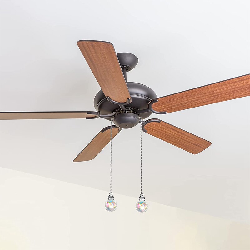 4 Pieces Artificial Crystal Pendant Ceiling Fan Pu... Vicedeal