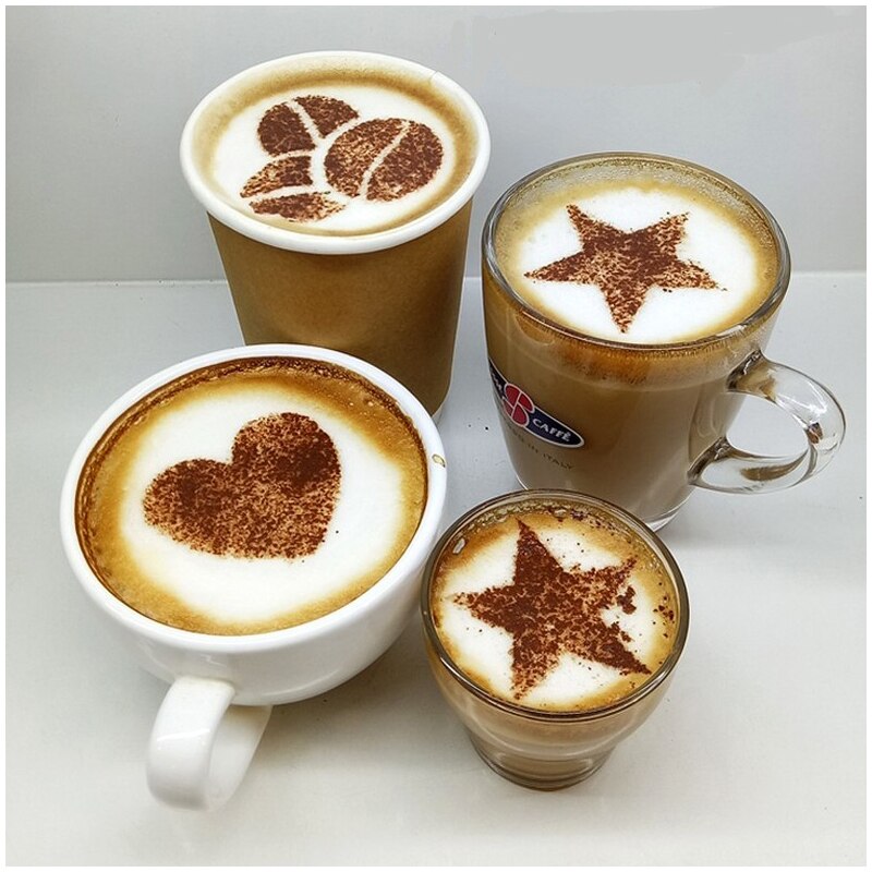 Stainless Steel Coffee Latte Art Mold Fancy Pattern Stencil Latte Art Artifact Dusting Mold Milk Tea 16 patterns16PCS