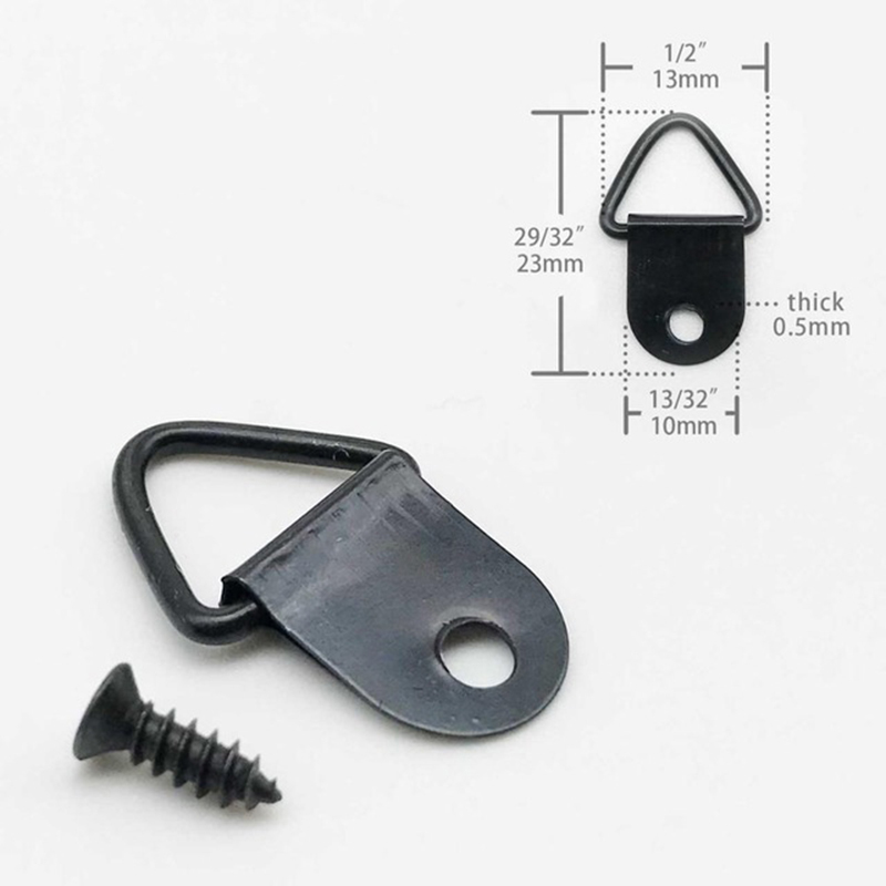 100Pcs Picture Hangers Golden Brass Triangle Photo Picture Frame Wall Mount Hanger Hook Hanging Ring Iron with screws: e