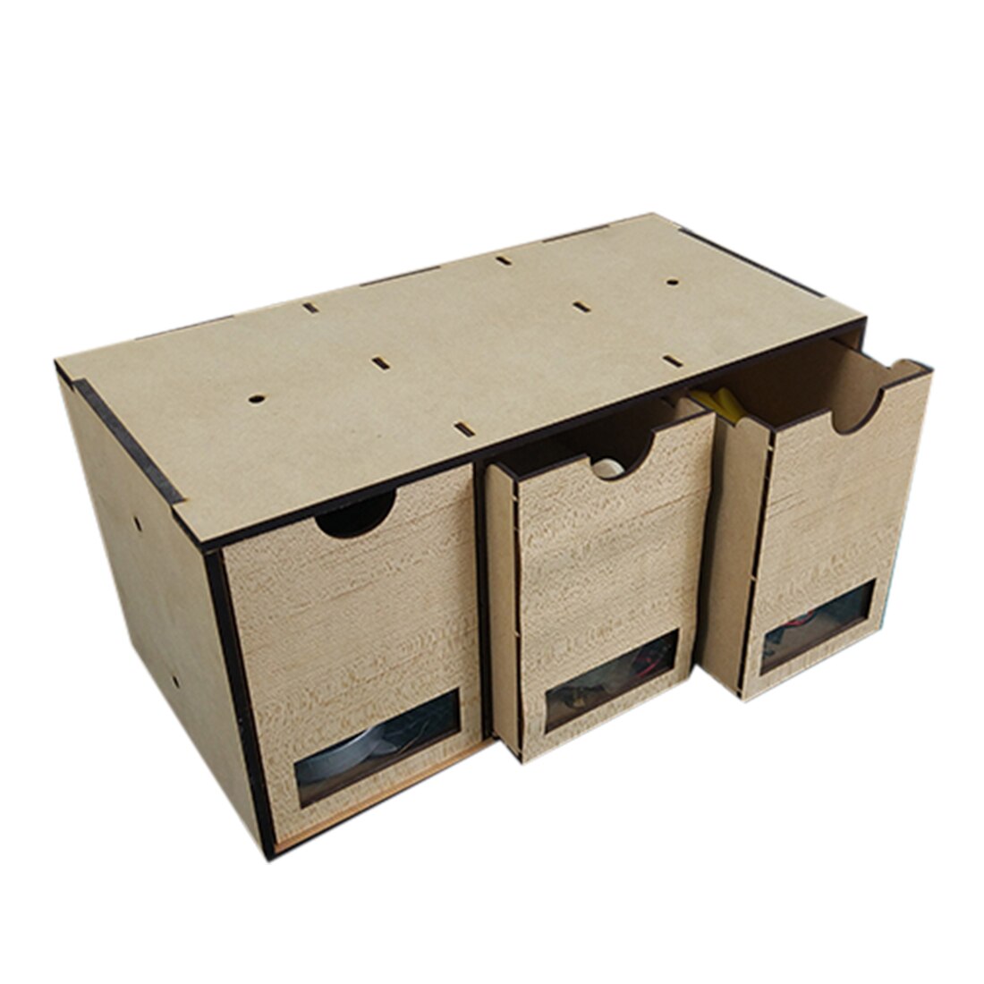 30 x 15 x 15cm massivt træ værktøjskasse model dele opbevaringsboks med 3 skuffer / 6 skuffer model tilbehør