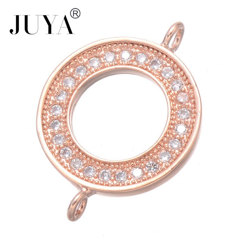 Supplies For Jewelry Copper Zircon Rhinestone Simple Round Circle Connectors For DIY Bracelets Necklaces Earrings Jewelry Making