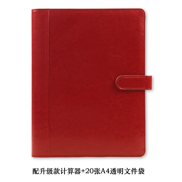 PU leather hasp business manager bag file folder a4 document holder organizer portfolio with calculator 541A: A4 red