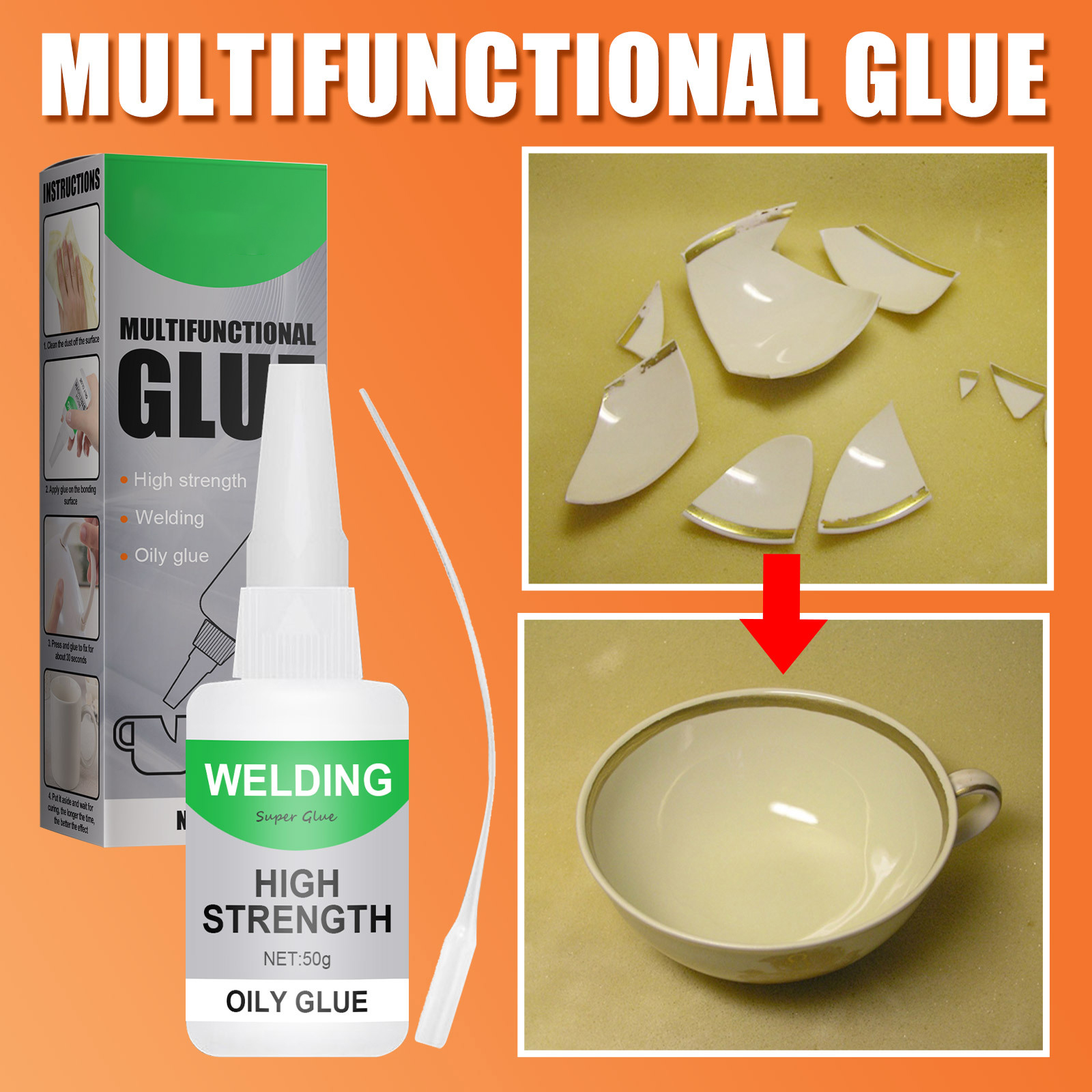 30/50G Welding High Strength Oily Glue - Universal Superglue Mighty Instant Glue For Resin Ceramic Metal Glass