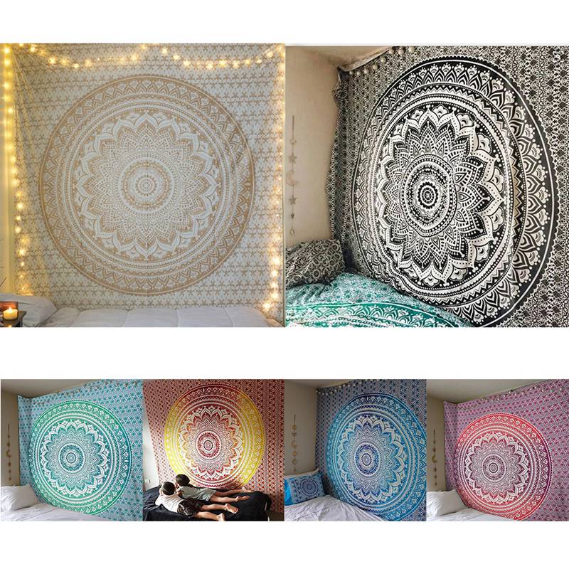 Indien Mandala Wandteppich Hängen Macrame Wand Tuch Wandteppiche Psychedelic Nacht Sky Mond Wandteppich Teppich