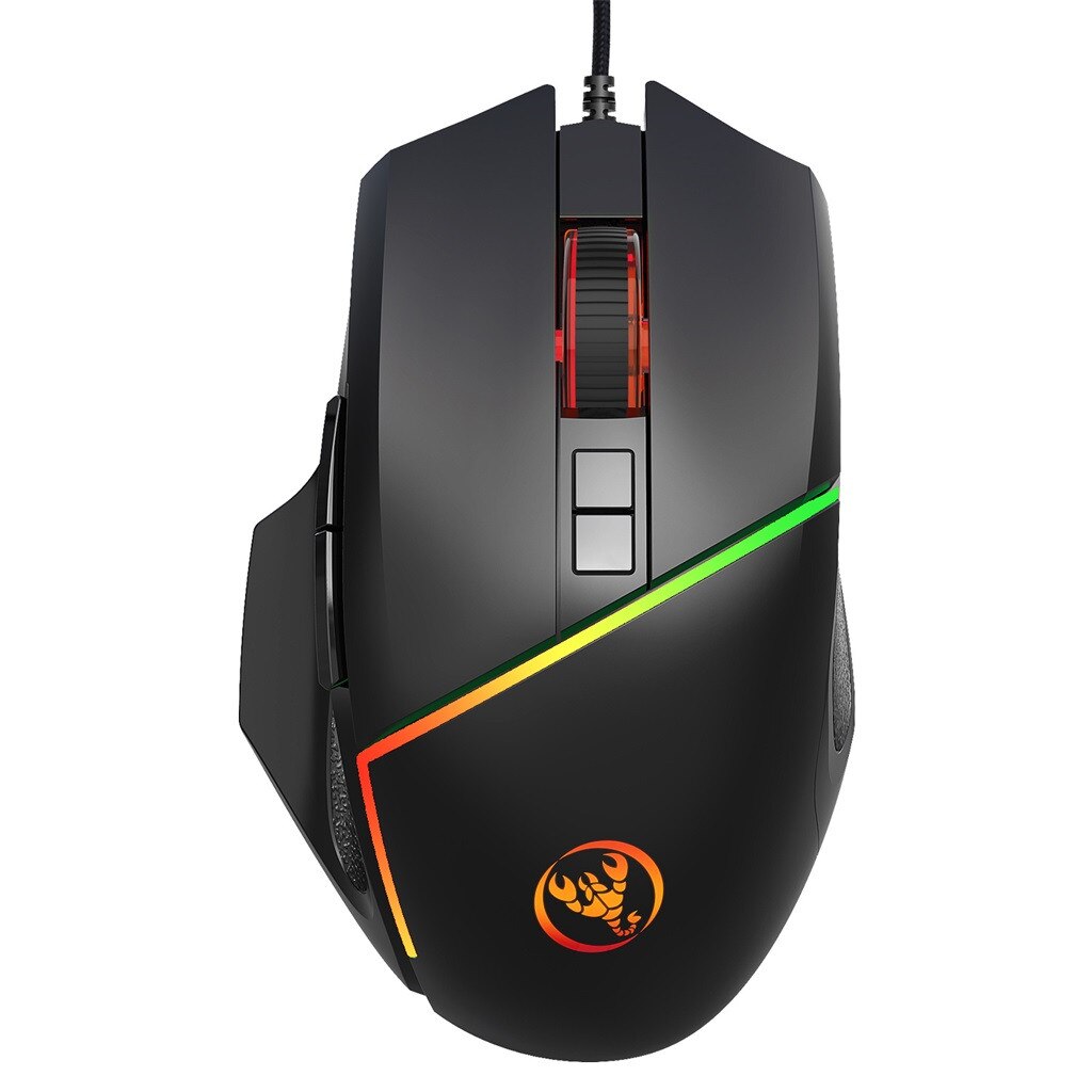 HXSJ-Juego de teclado y ratón con cable, , USB, 7 colores, luz de respiración, Mini 35 teclas, 8 botones, V100 + A876