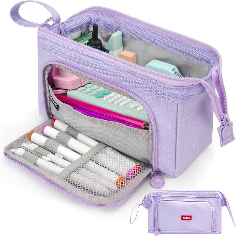 Back To School Pencil Case Large Capacity Student Stationery Case Pencil Bag High Value Cosmetics Bag Multi-function Pencil Case: Red