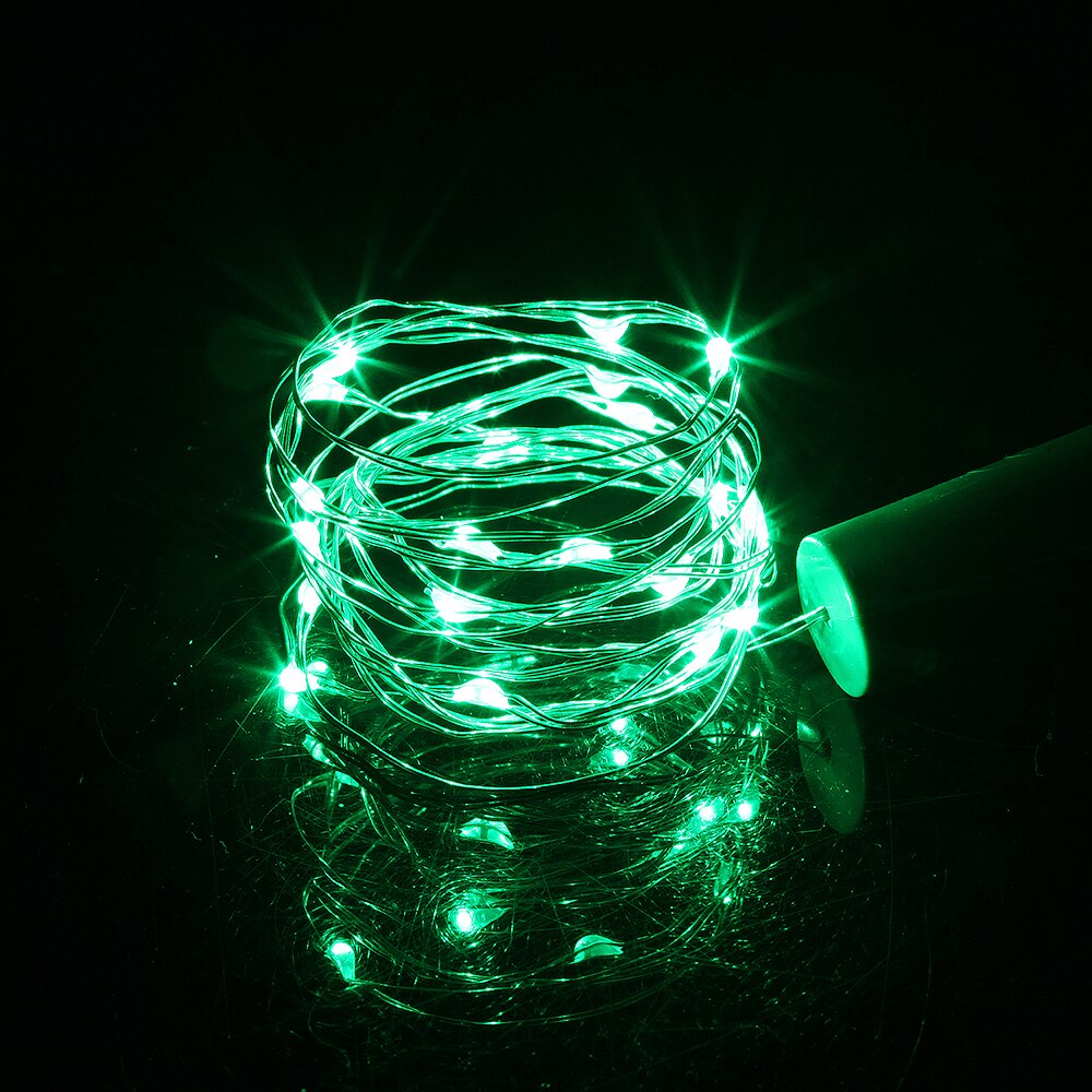 Battery Powered 20pcs/lot 2M 20LED Decorative lamp Wine Bottle Stopper Light Cork Shaped for Party Wedding Bedroom Home: Green