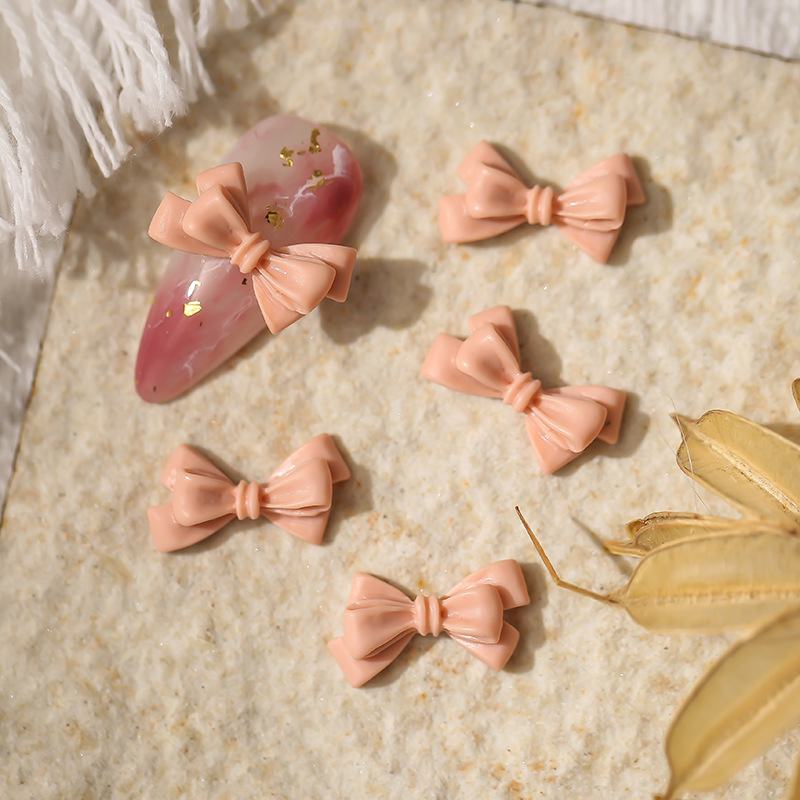 50 Uds. De lazos largos de resina rosa para decoración de uñas, lazos para uñas de hadas esmerilados 3D Kawaii, piezas de decoración, accesorios para uñas de japonés DIY: Verde militar