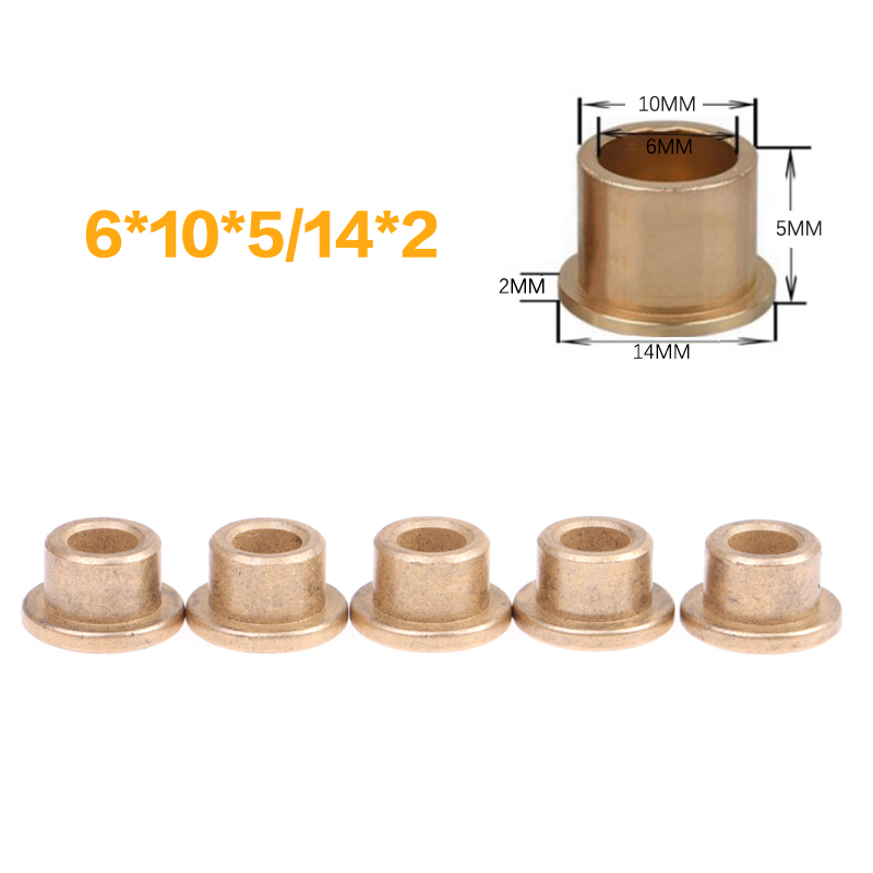 5Pcs Flanging Self-Lubricating Bearing Powder Metallurgy Oil Copper Bushing Guide Sleeve With Stepped Flange Hardware: green