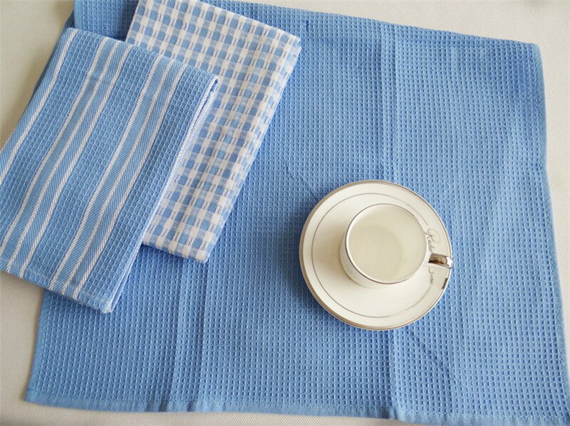 Fulllove 45*65cm 3 stk / sæt bomuld køkkenhåndklæder til rengøring fad plaidmåtter stribet håndklæde klud bordserviet hjem tekstil: 01
