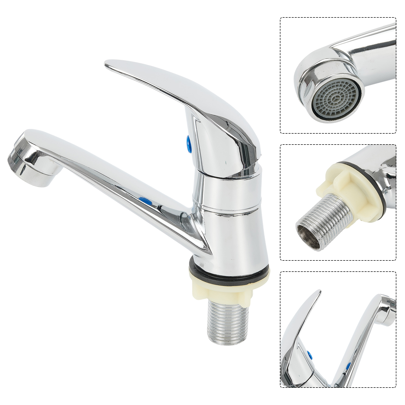 Badkamer Wastafelkranen Enkele Koudwaterkraan Zilver Badkamerkranen Enkele Handgreep Badrandcombinaties Wastafelkranen Hardware Accessoires