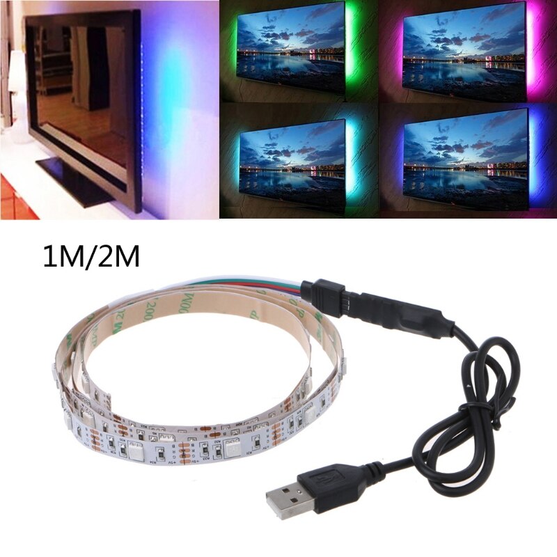 DC 5V USB 30 LED/m 5050 RGB Non Waterproof Flexible LED Strip Light TV Back Lighting+24 Key Remote