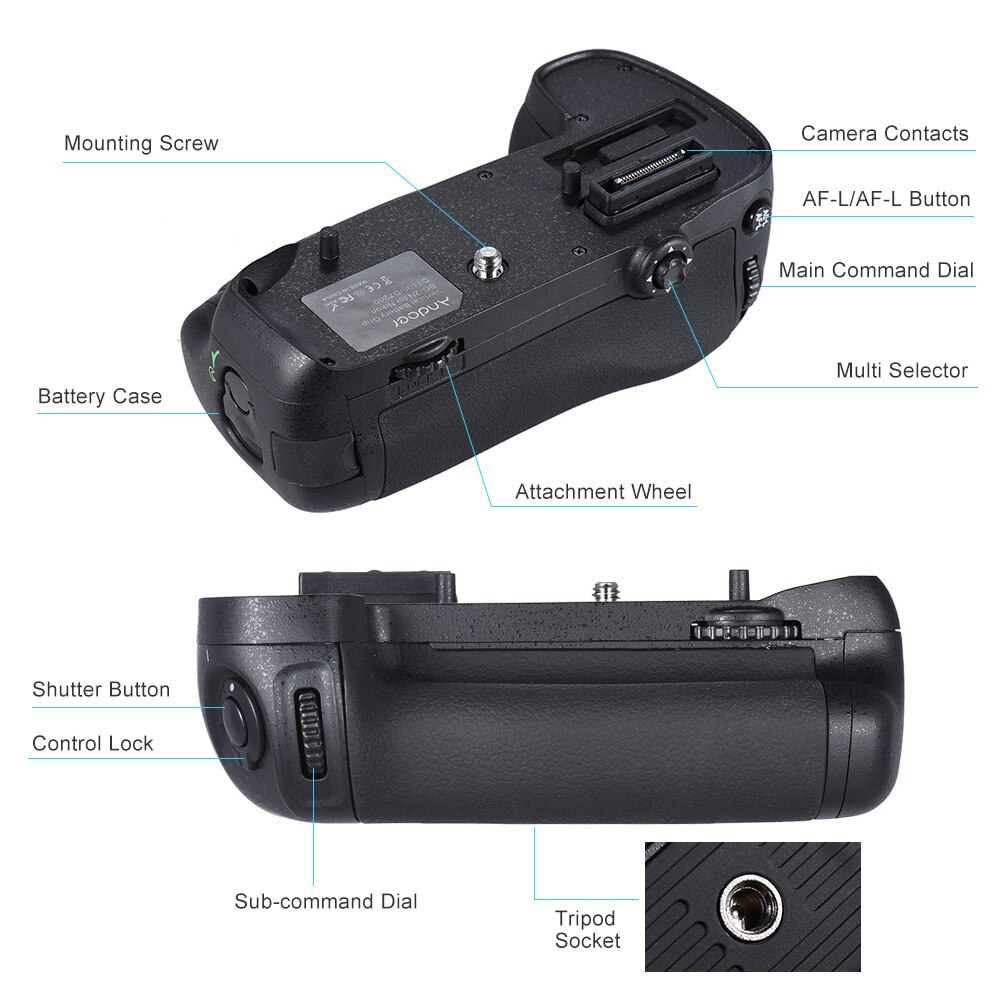 Andoer BG-2N Vertical Battery Grip Holder for Nikon D7100/D7200 DSLR Camera Compatible with EN-EL Battery