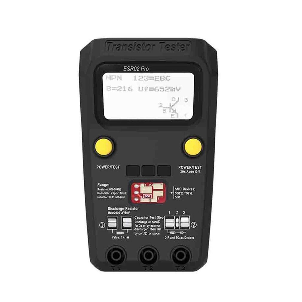 ESR02 pro Multi-purpose Transistor ESR/SMD Tester Smart Diode Triode Capacitance Resistor Meter LCD meter MOS/PNP/NPN Tester: Default Title